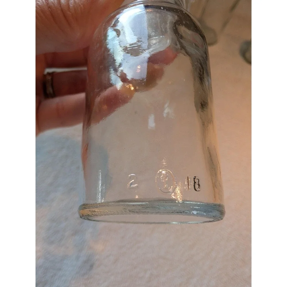 6 Vintage Clear Glass Apothecary Spice Jars/Bottles w/Stoppers Wagner Japan